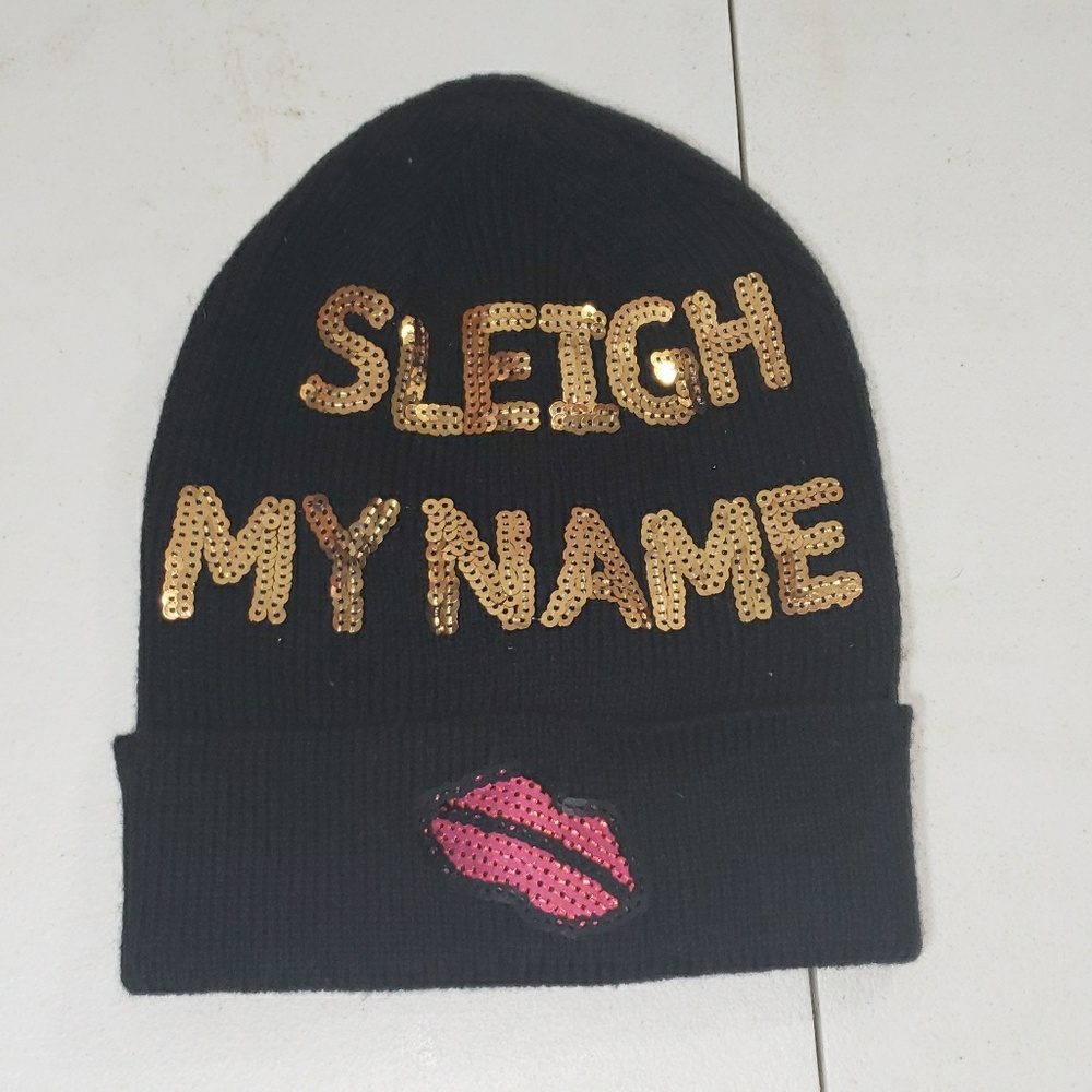 NWOT  Ugly Christmas Hat Black Beaded Sparkle